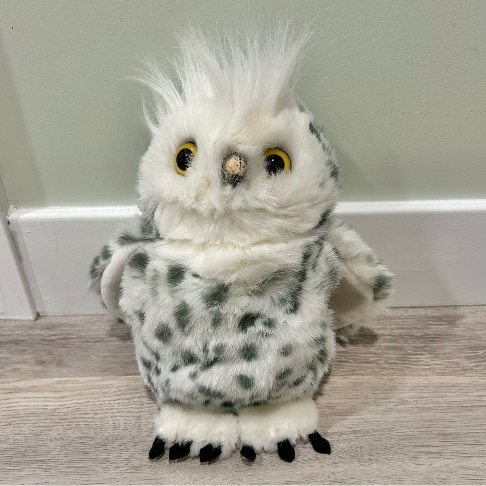 Cascade Toys White Snowy Owl Plush Hand Puppet Stuffed Animal 360 Turning Head